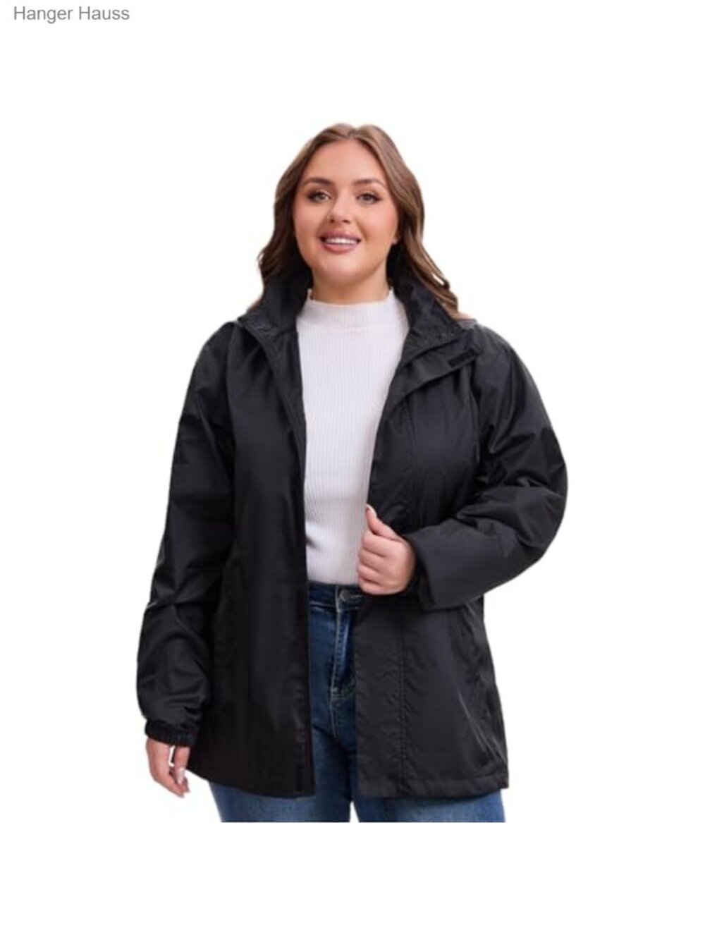 Plus Size Rain Jacket Waterproof Windbreaker 1X-5X Hood